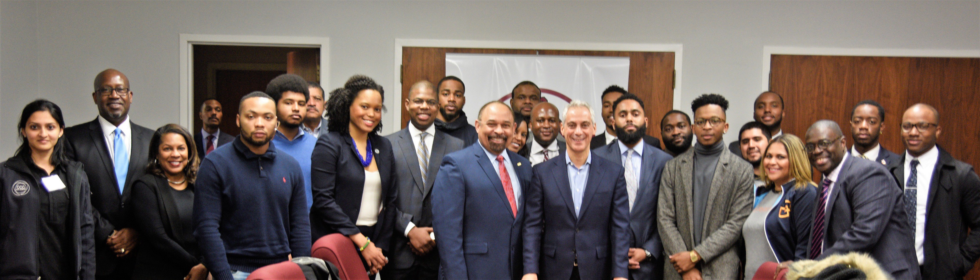 Mayor-Rahm-Emanuel-at-Morehouse-with-students